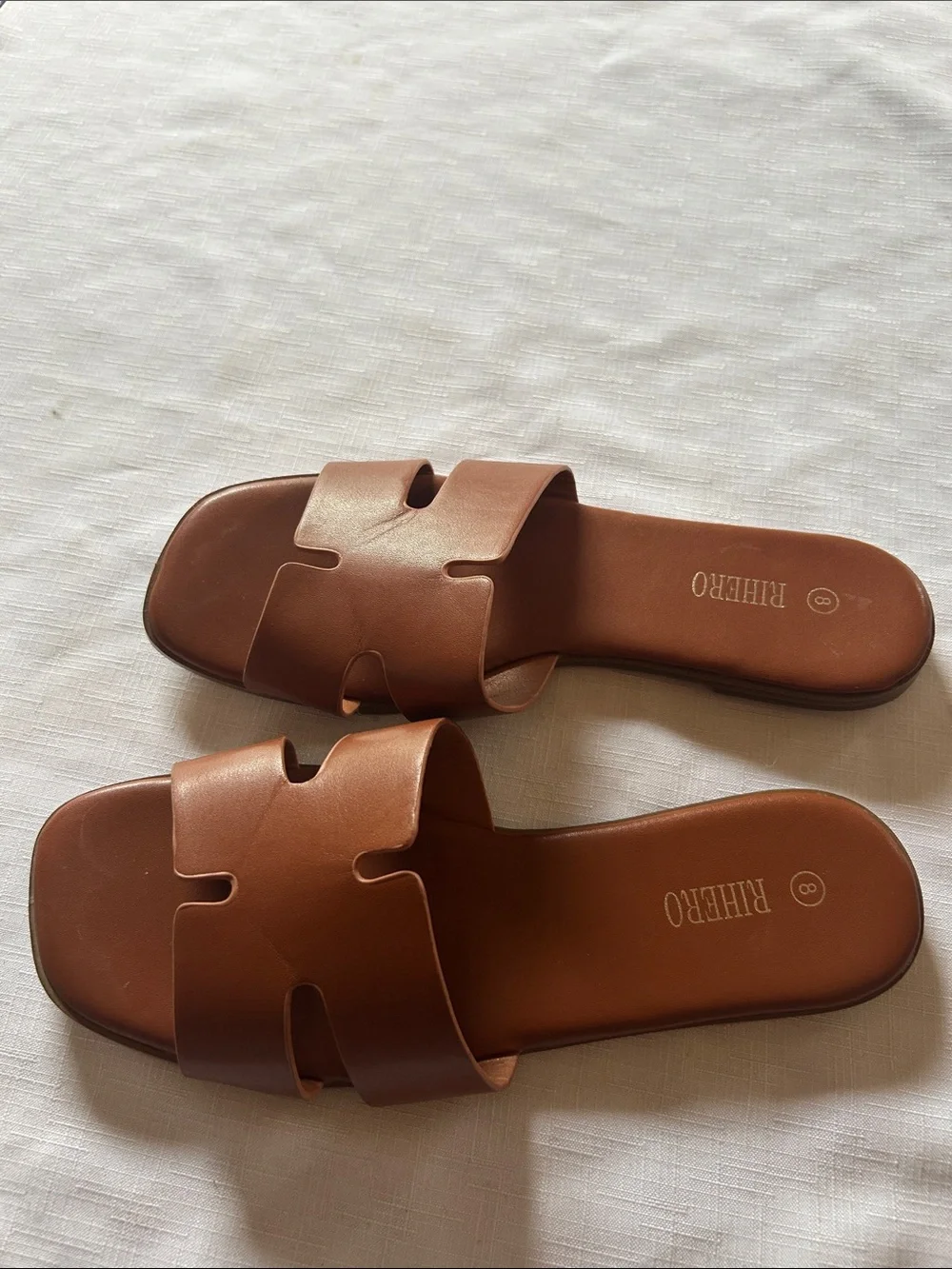 Women's Brown Slide Sandals with Cutout Straps